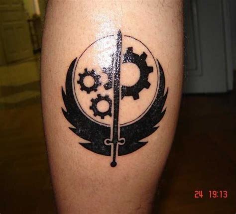 fallout brotherhood of steel tattoo|fallout death claw tattoo.